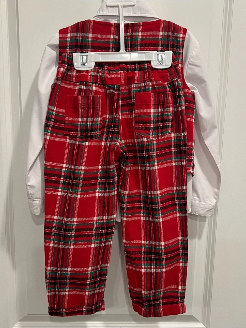 Classic Red Plaid Boys' Vest Set with Bow Tie and White Shirt 4-5Y
